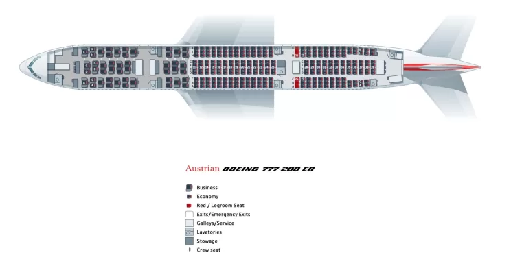 Austrian Airlines B777-200ER Stoelindeling